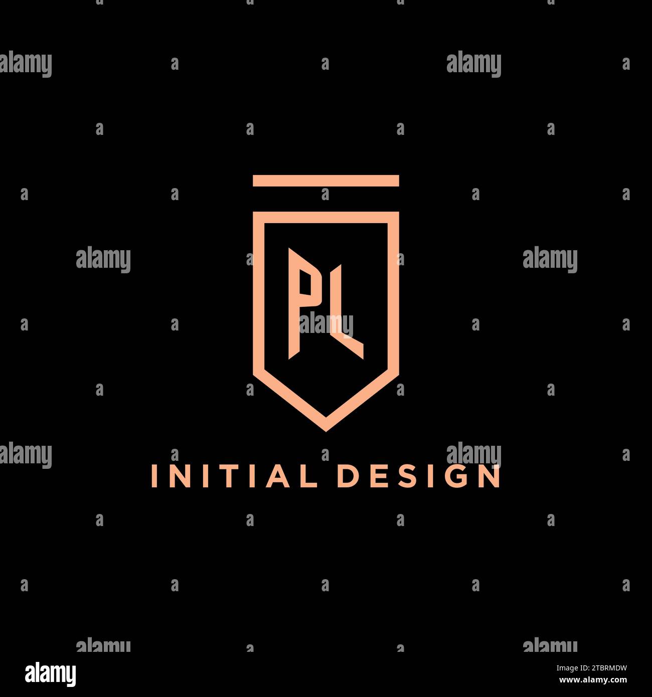 PL monogram initial with shield logo design icon vector graphic Stock Vector