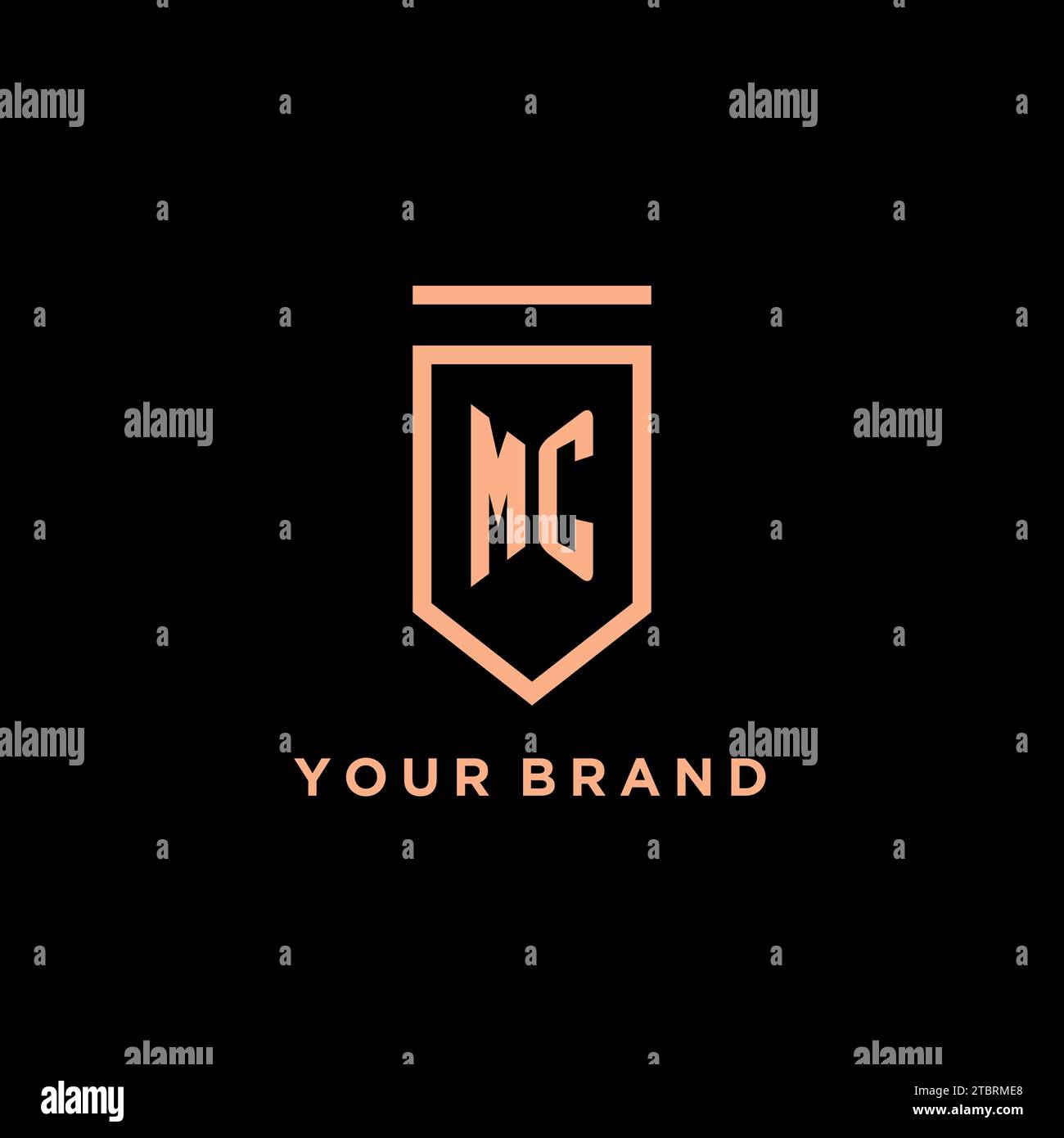 MC monogram initial with shield logo design icon vector graphic Stock Vector