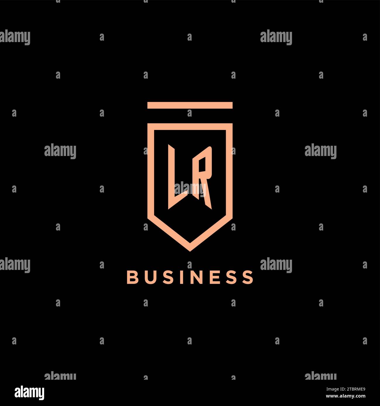 LR monogram initial with shield logo design icon vector graphic Stock Vector