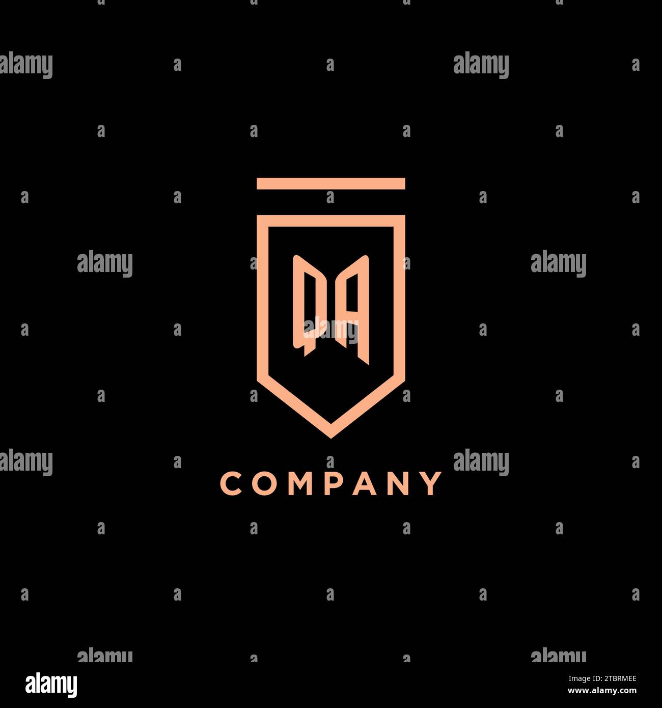 QA monogram initial with shield logo design icon vector graphic Stock Vector