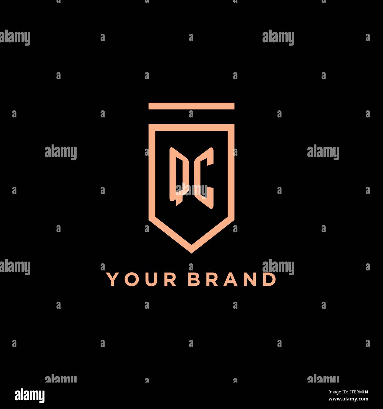 QC monogram initial with shield logo design icon vector graphic Stock Vector