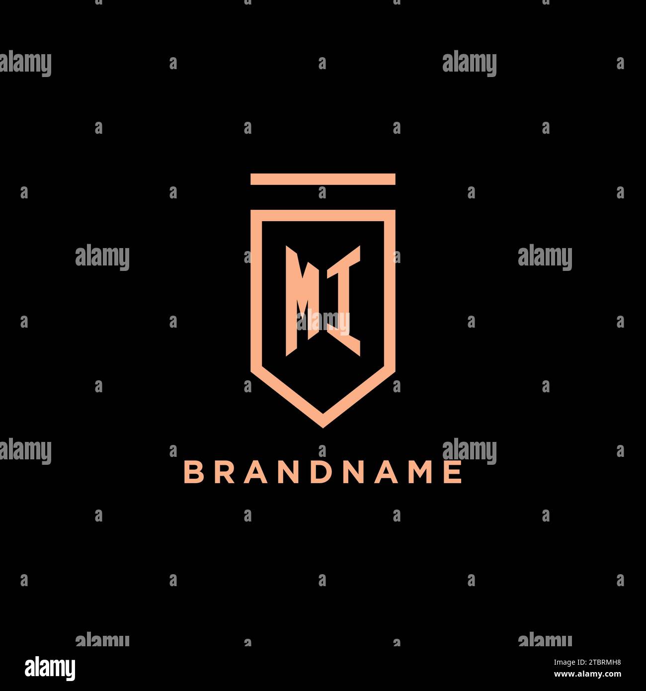 MI monogram initial with shield logo design icon vector graphic Stock Vector