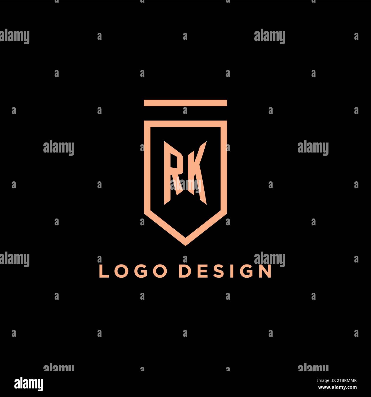 RK monogram initial with shield logo design icon vector graphic Stock Vector