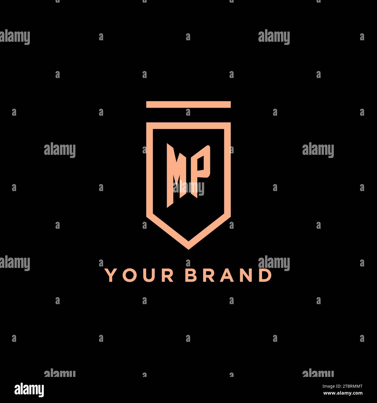 MP monogram initial with shield logo design icon vector graphic Stock Vector