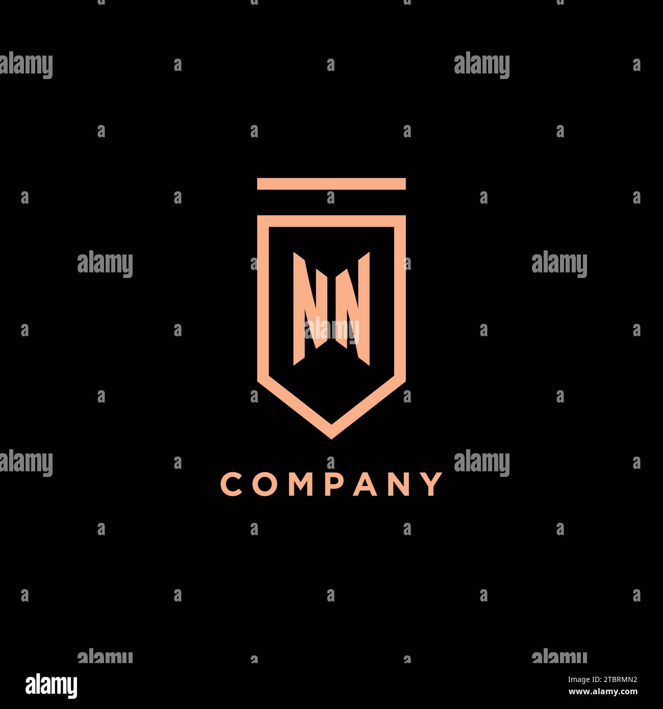 NN monogram initial with shield logo design icon vector graphic Stock Vector