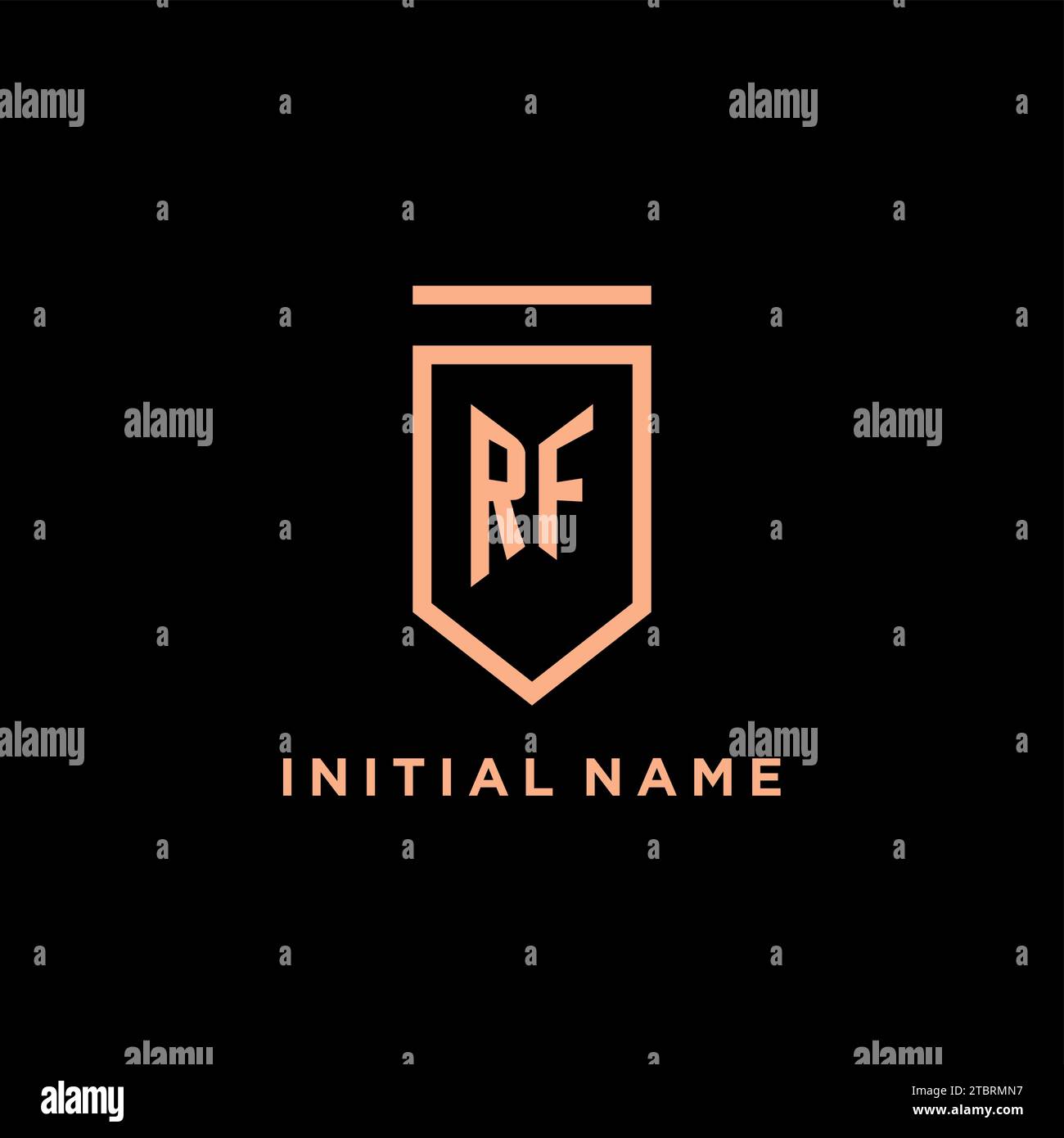 RF monogram initial with shield logo design icon vector graphic Stock Vector