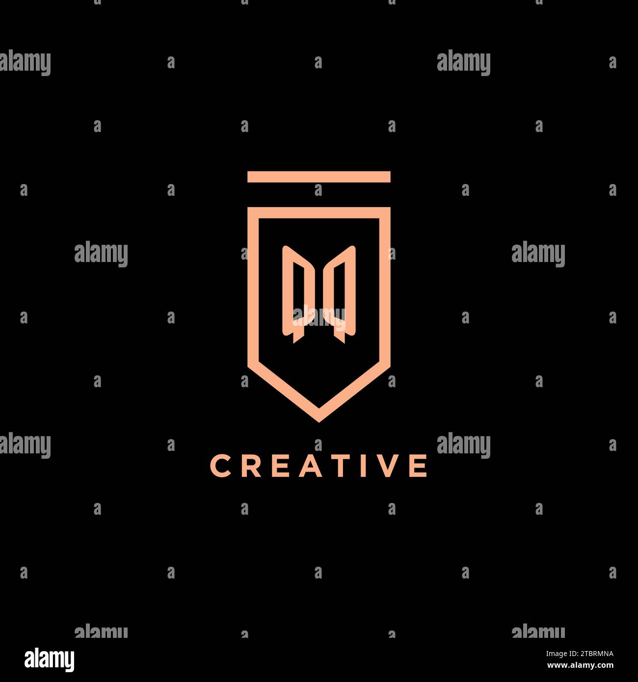 QQ monogram initial with shield logo design icon vector graphic Stock Vector