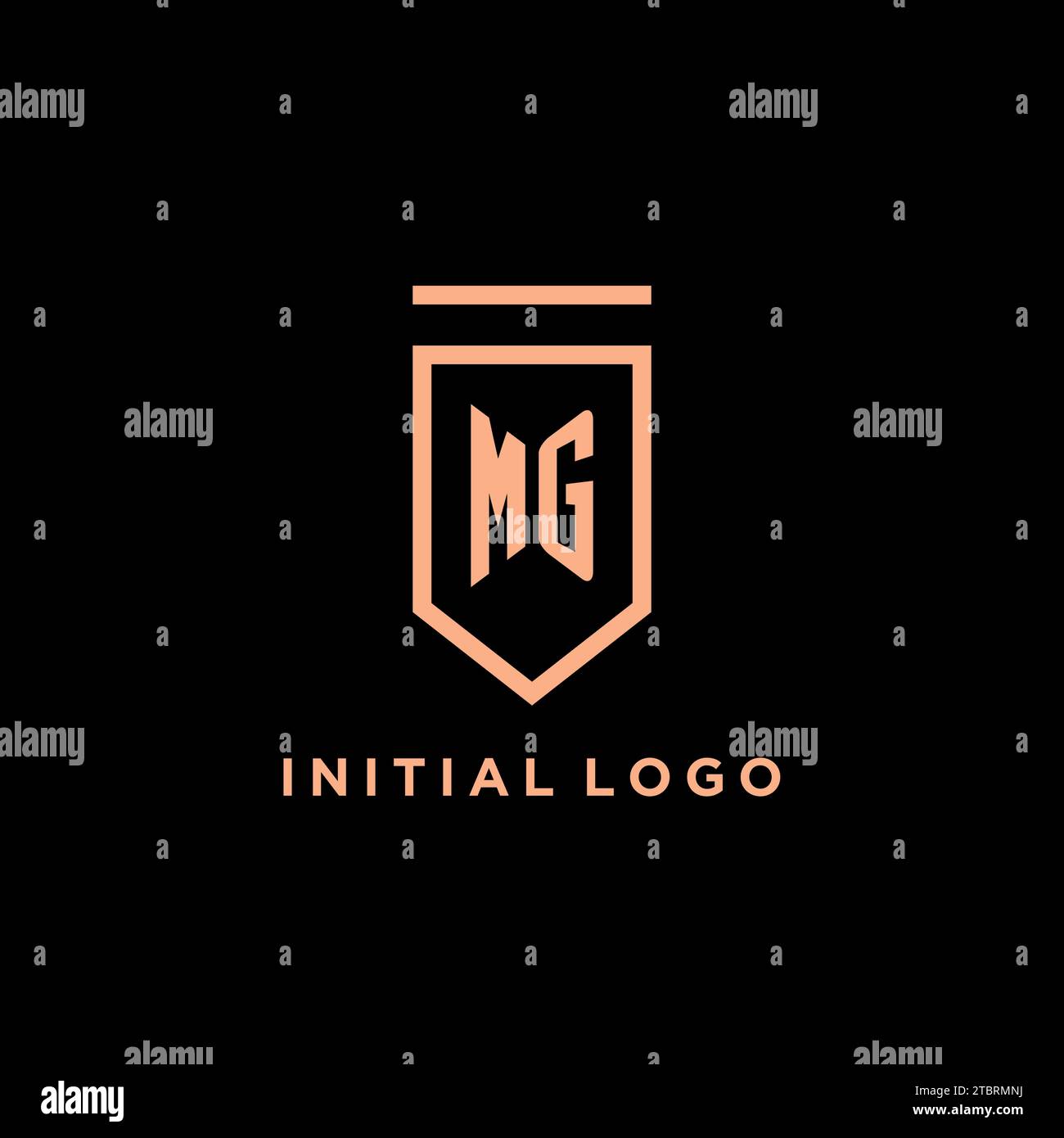 MG monogram initial with shield logo design icon vector graphic Stock Vector