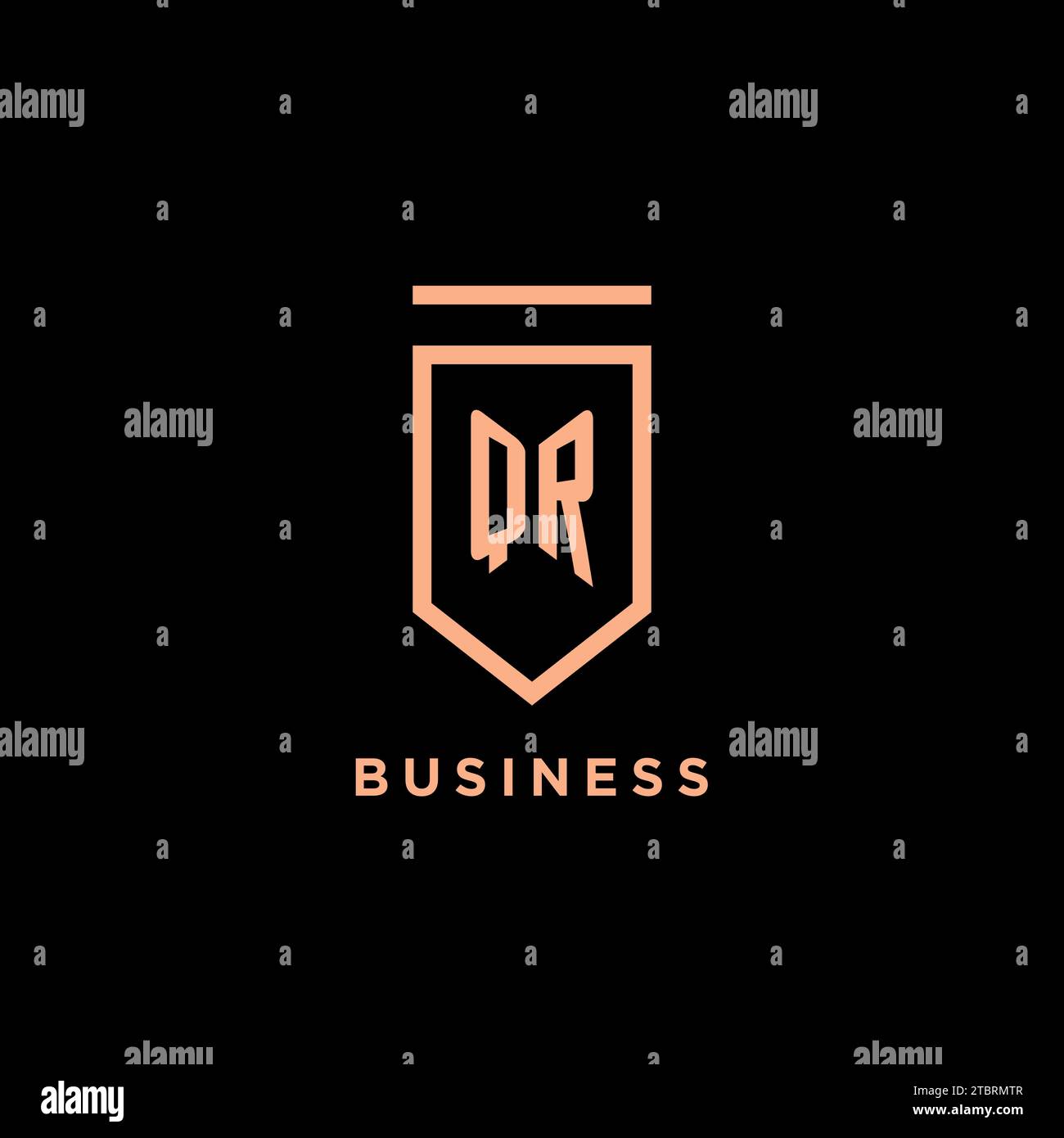 QR monogram initial with shield logo design icon vector graphic Stock Vector