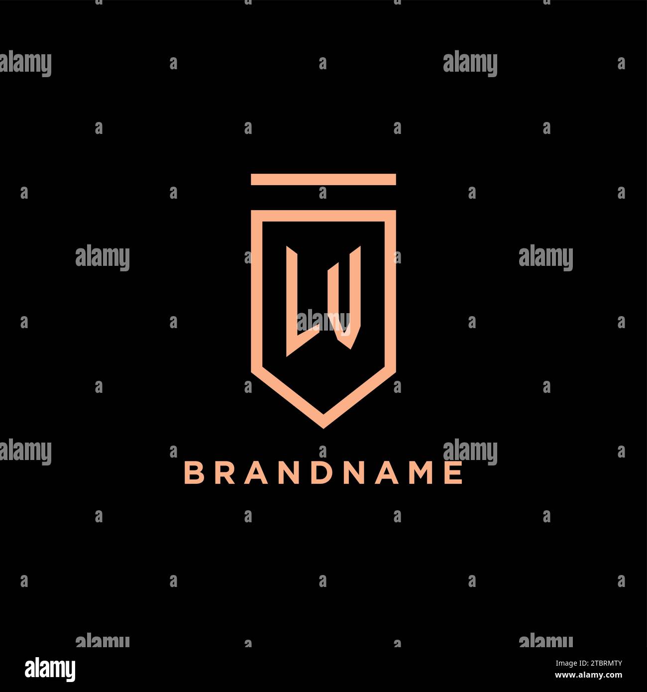 LV monogram initial with shield logo design icon vector graphic Stock Vector