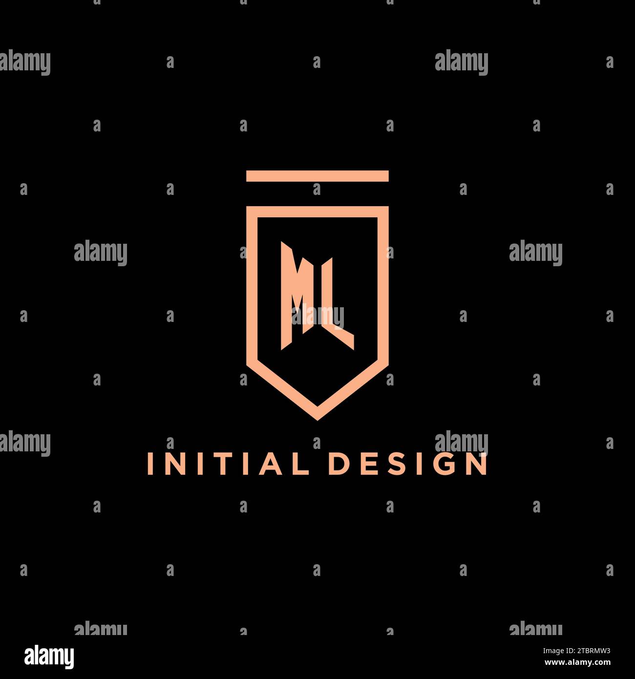 ML monogram initial with shield logo design icon vector graphic Stock Vector