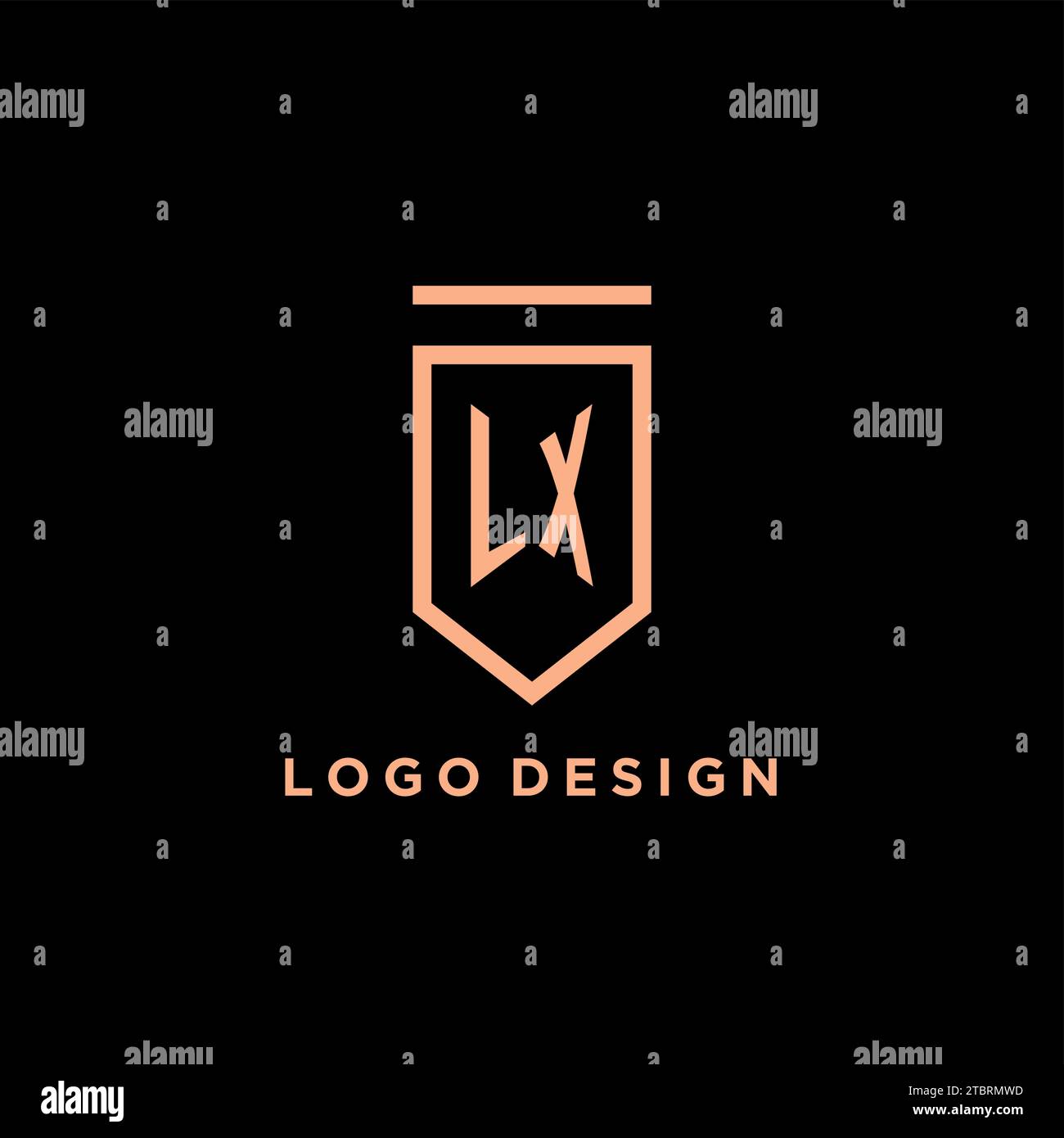 LX monogram initial with shield logo design icon vector graphic Stock Vector
