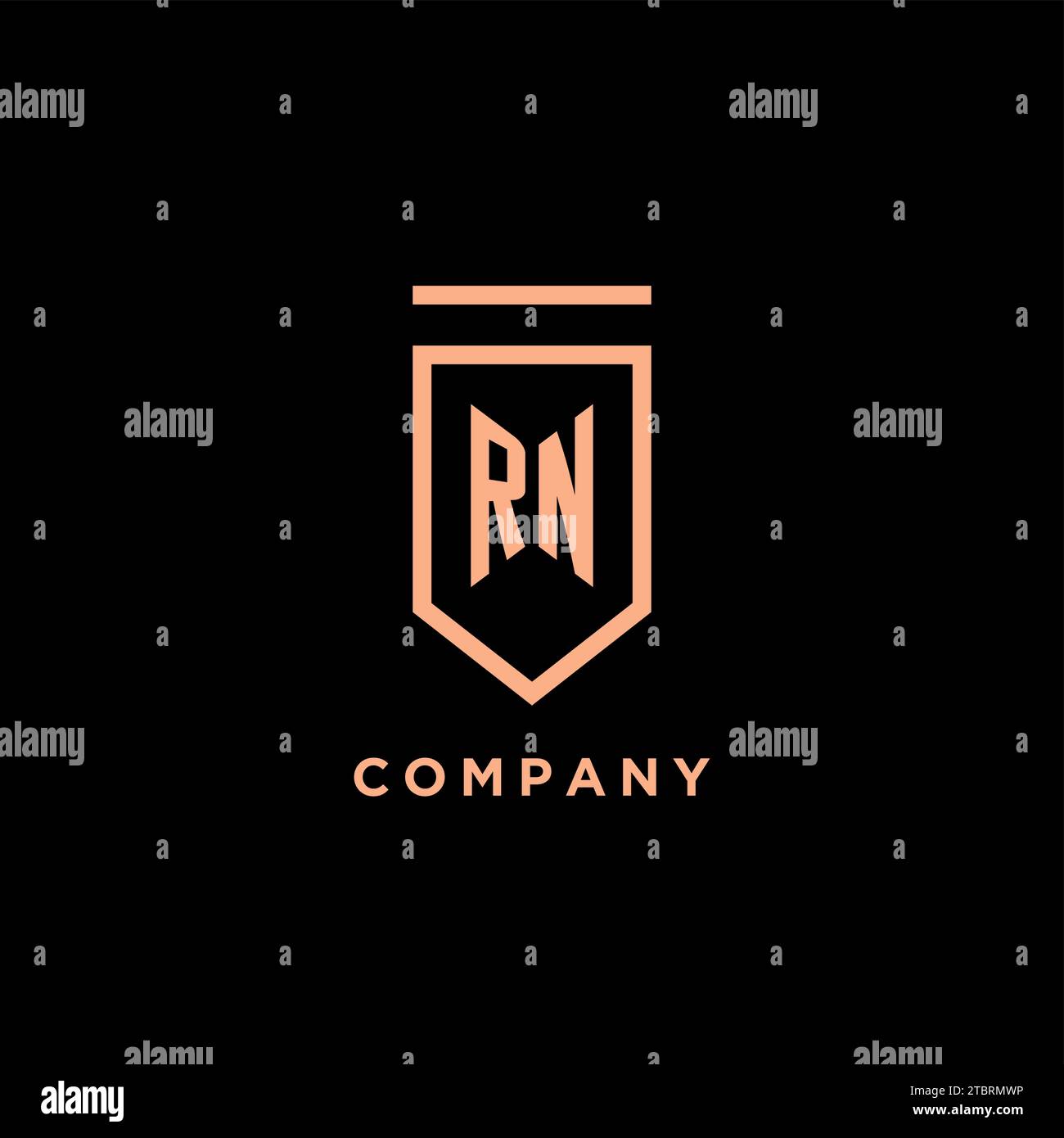 RN monogram initial with shield logo design icon vector graphic Stock Vector