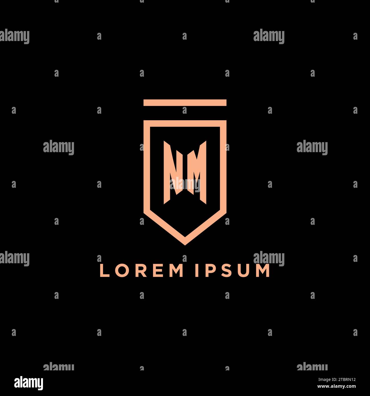 NM monogram initial with shield logo design icon vector graphic Stock Vector