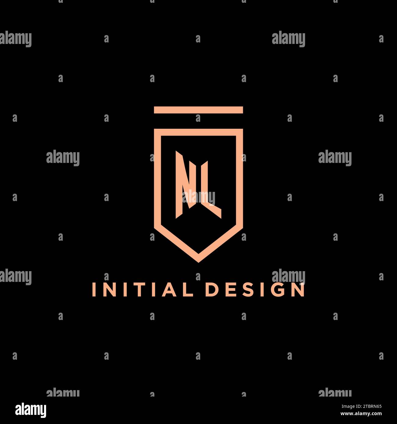 NL monogram initial with shield logo design icon vector graphic Stock Vector
