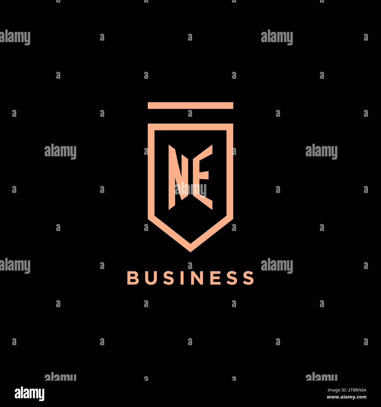 NE monogram initial with shield logo design icon vector graphic Stock Vector