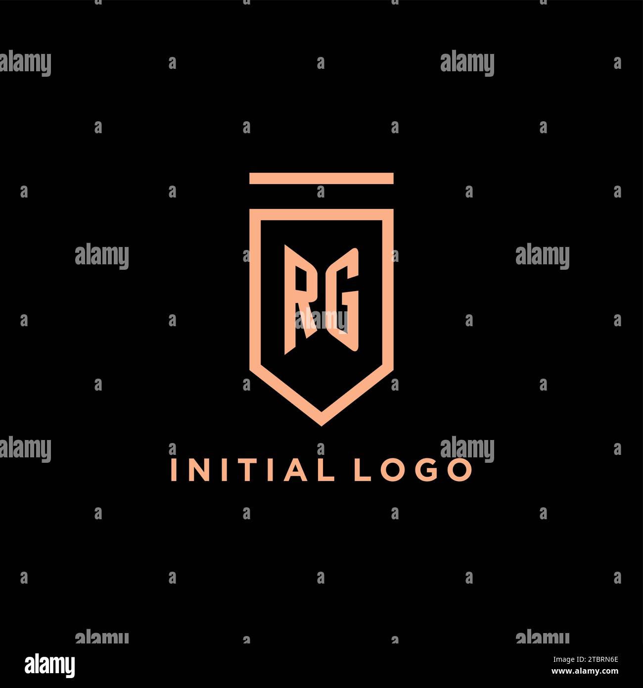 RG monogram initial with shield logo design icon vector graphic Stock Vector