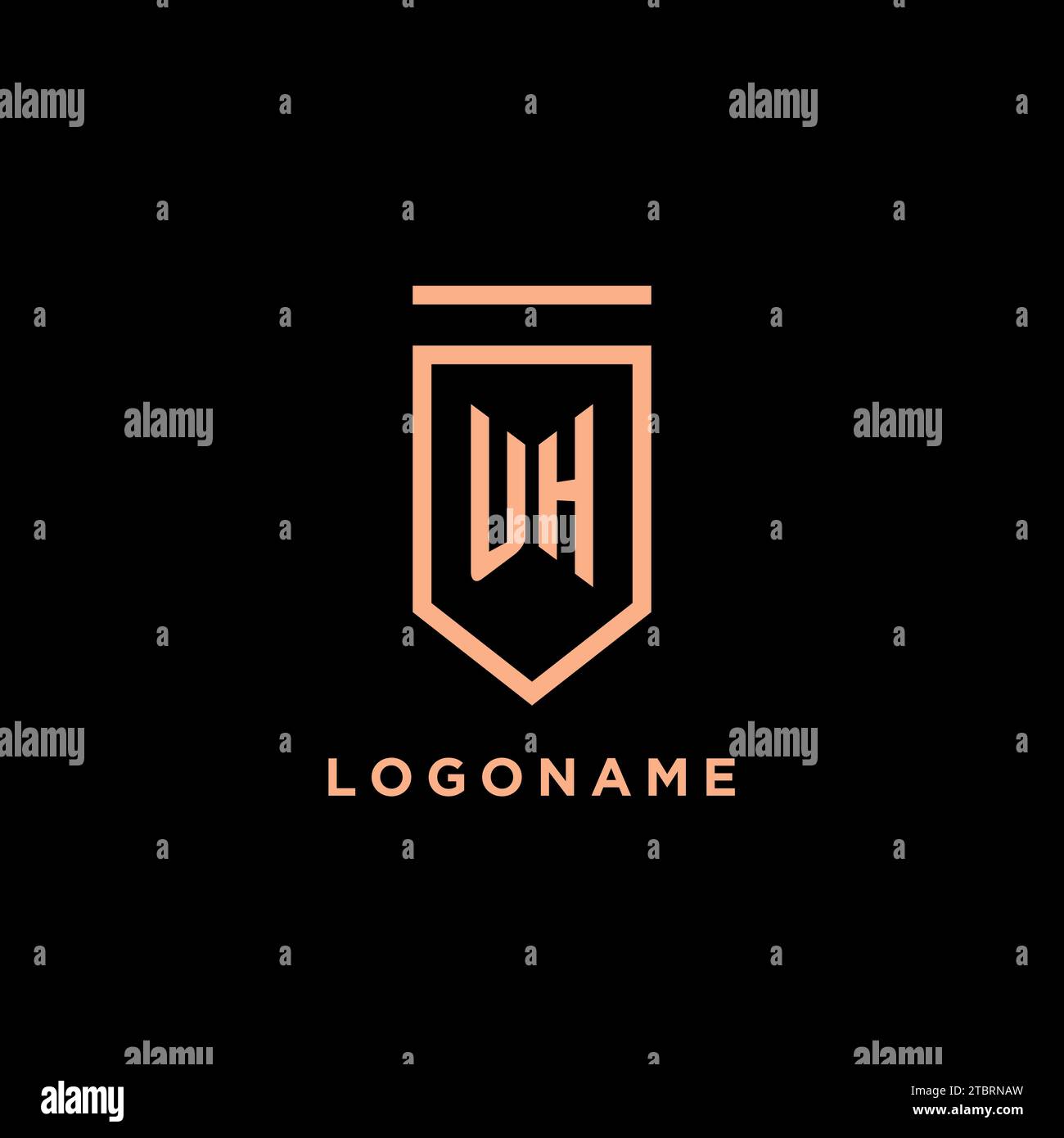 UH monogram initial with shield logo design icon vector graphic Stock Vector