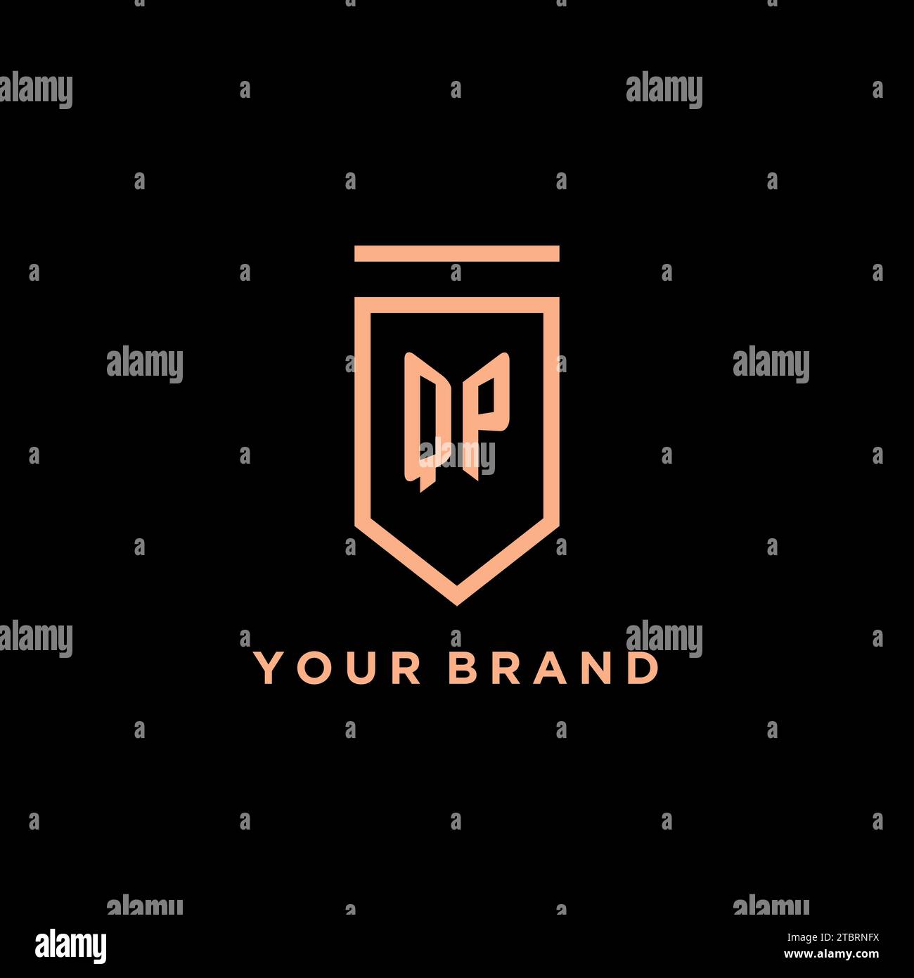 QP monogram initial with shield logo design icon vector graphic Stock Vector