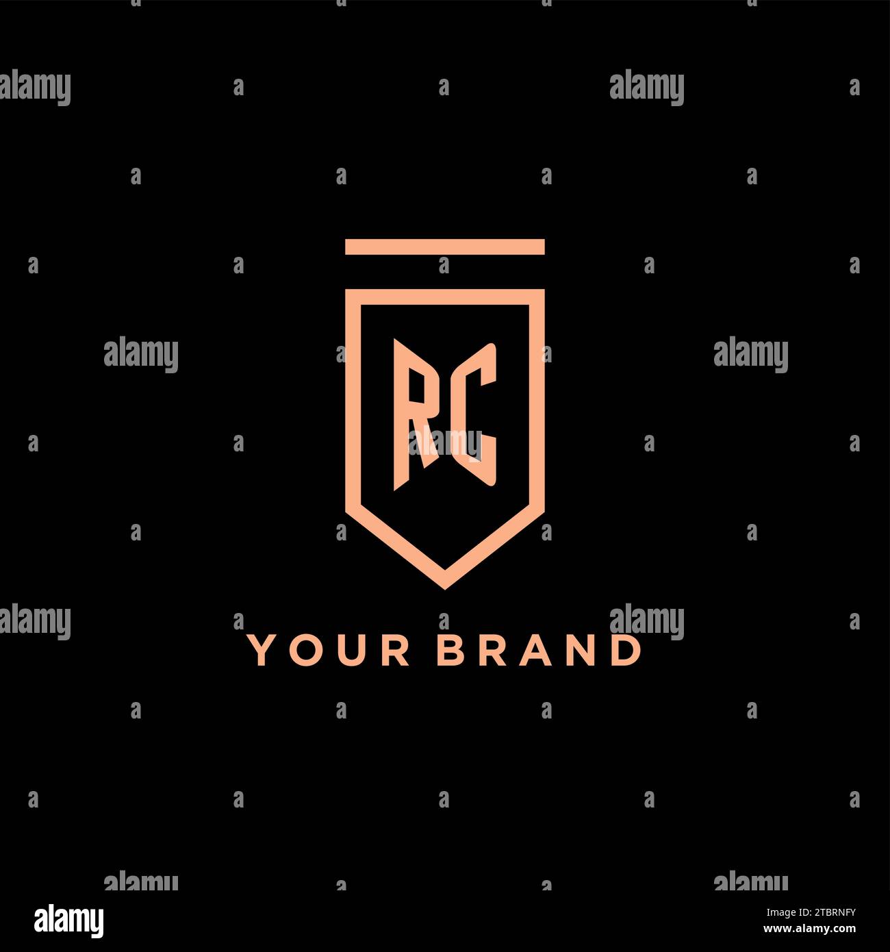 RC monogram initial with shield logo design icon vector graphic Stock Vector