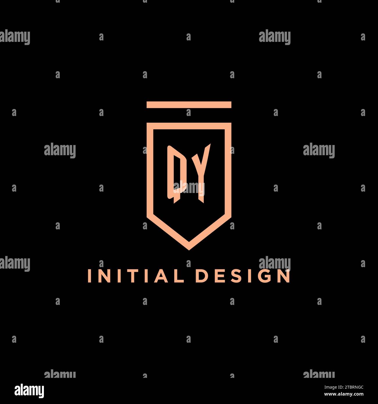 QY monogram initial with shield logo design icon vector graphic Stock Vector