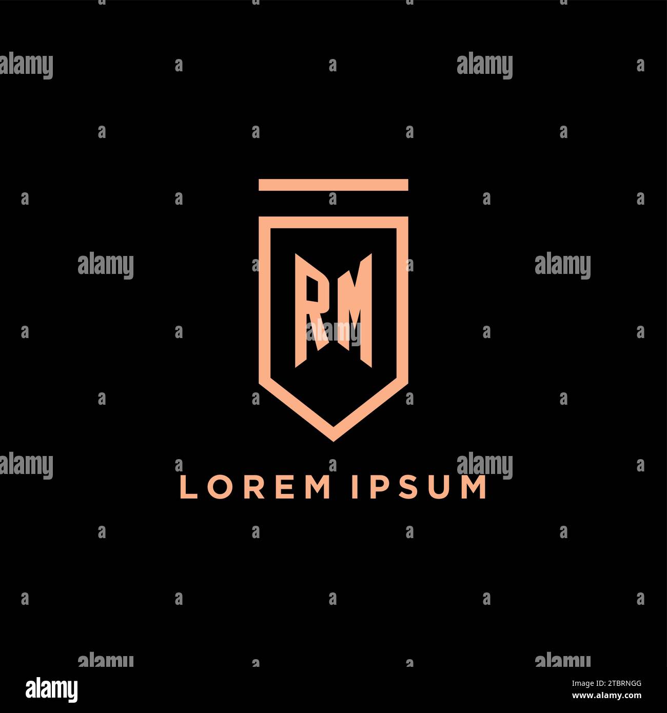 RM monogram initial with shield logo design icon vector graphic Stock Vector