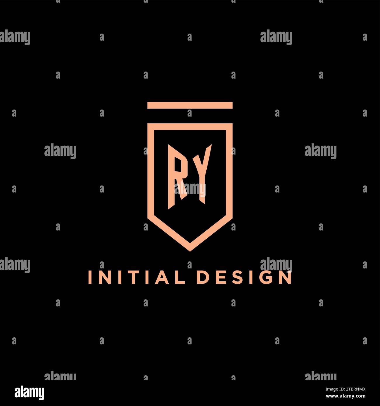 RY monogram initial with shield logo design icon vector graphic Stock Vector