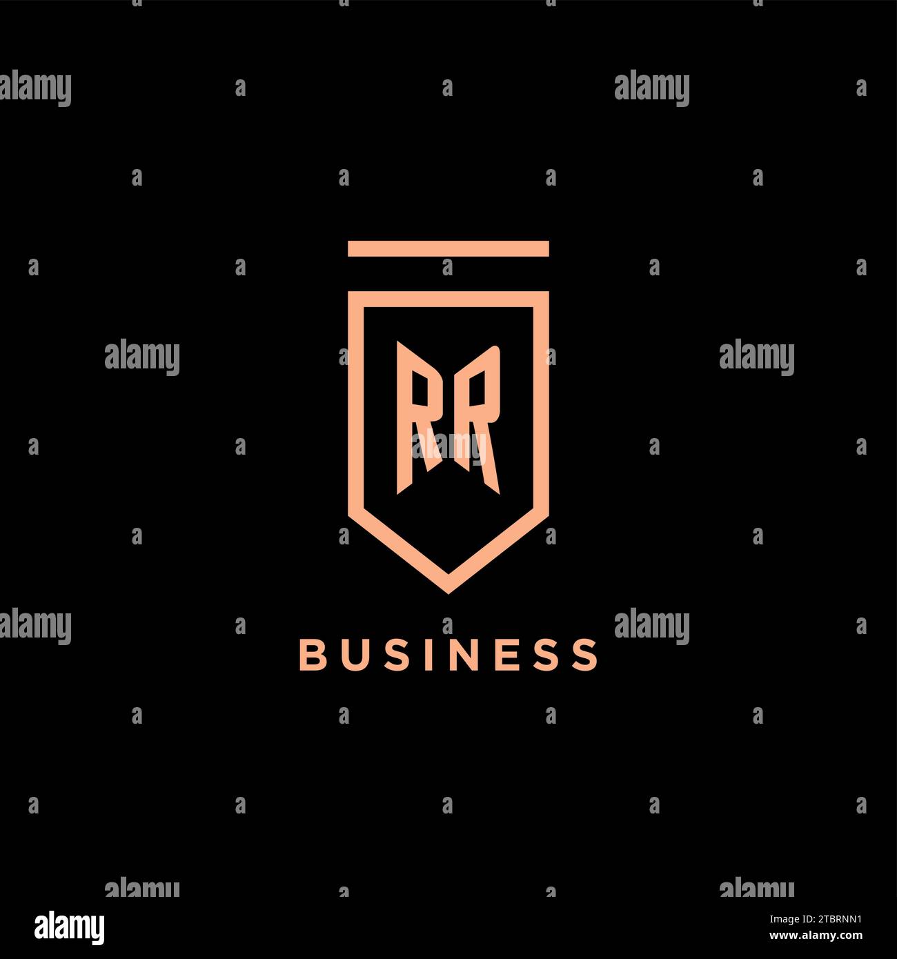 RR monogram initial with shield logo design icon vector graphic Stock Vector