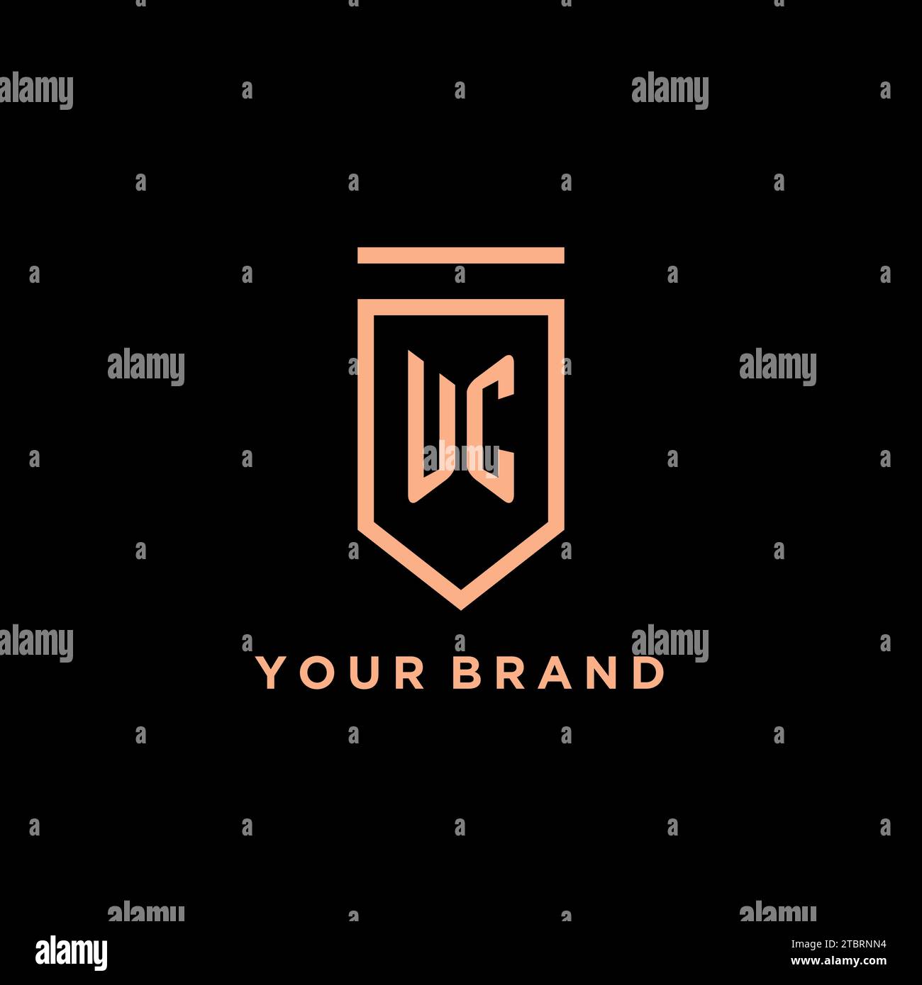 UC monogram initial with shield logo design icon vector graphic Stock Vector