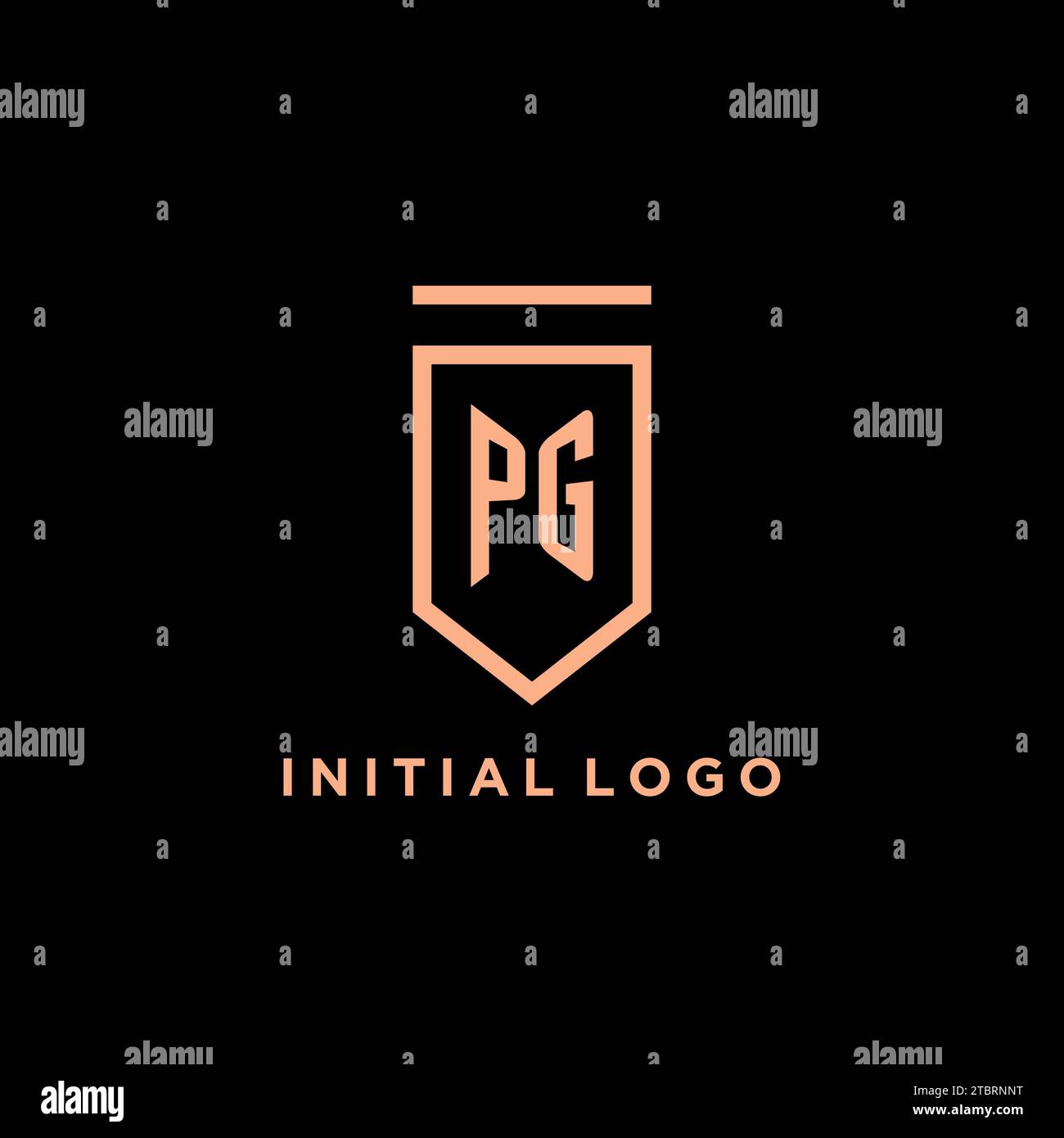 PG monogram initial with shield logo design icon vector graphic Stock Vector