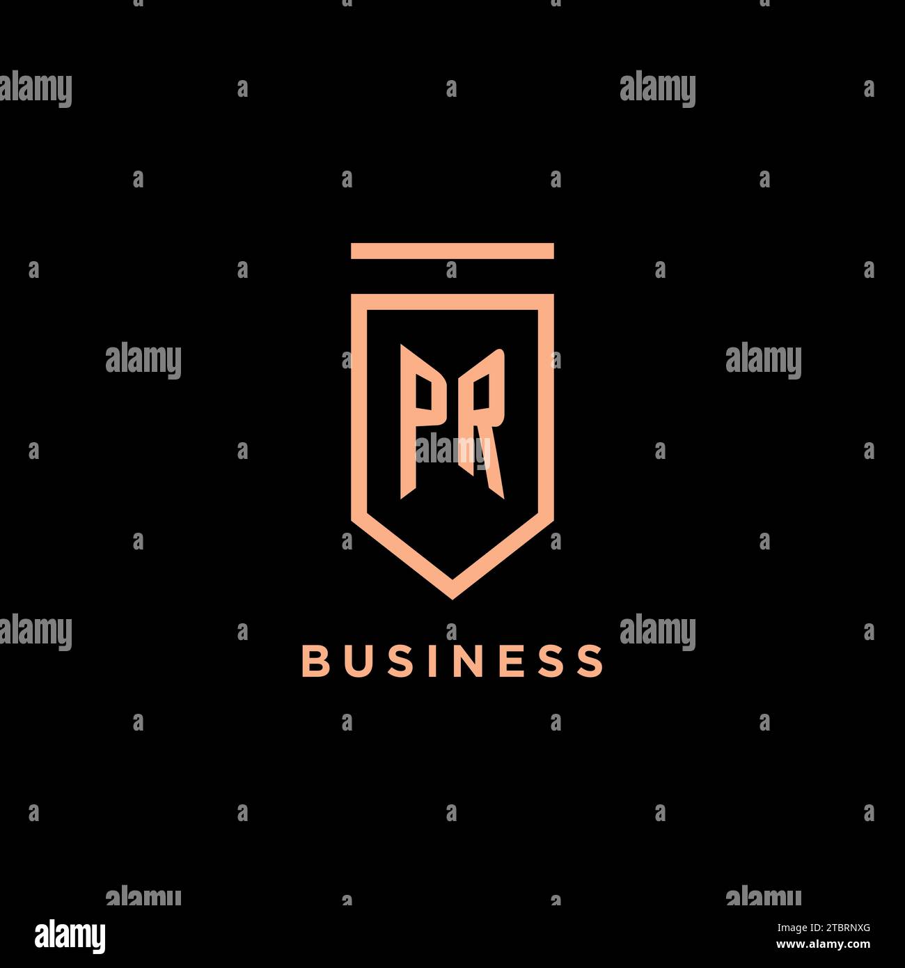 PR monogram initial with shield logo design icon vector graphic Stock Vector