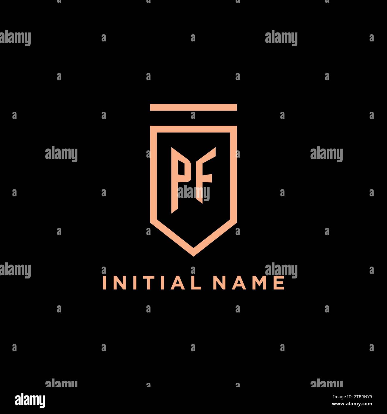 PF monogram initial with shield logo design icon vector graphic Stock Vector