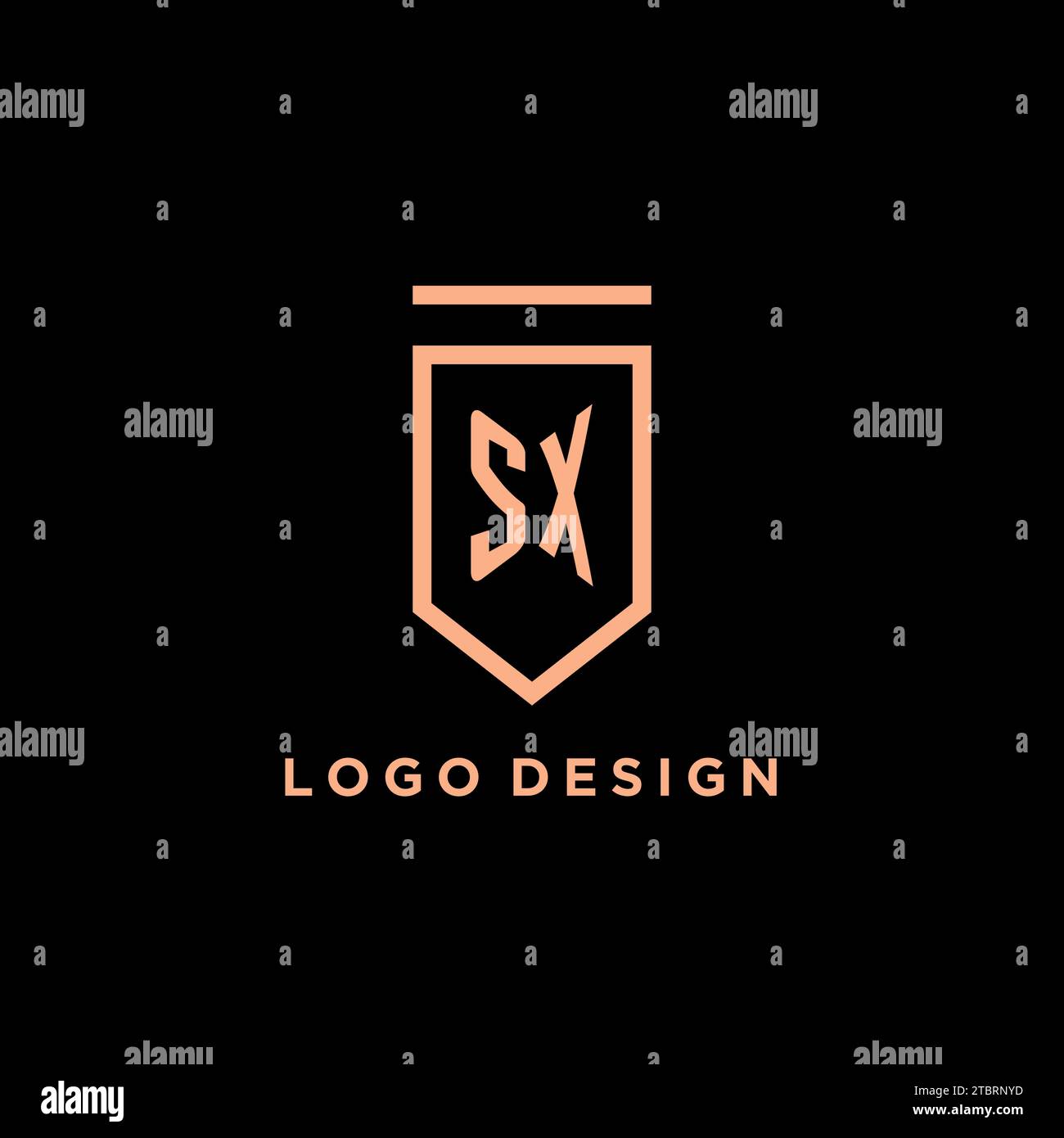 SX monogram initial with shield logo design icon vector graphic Stock Vector