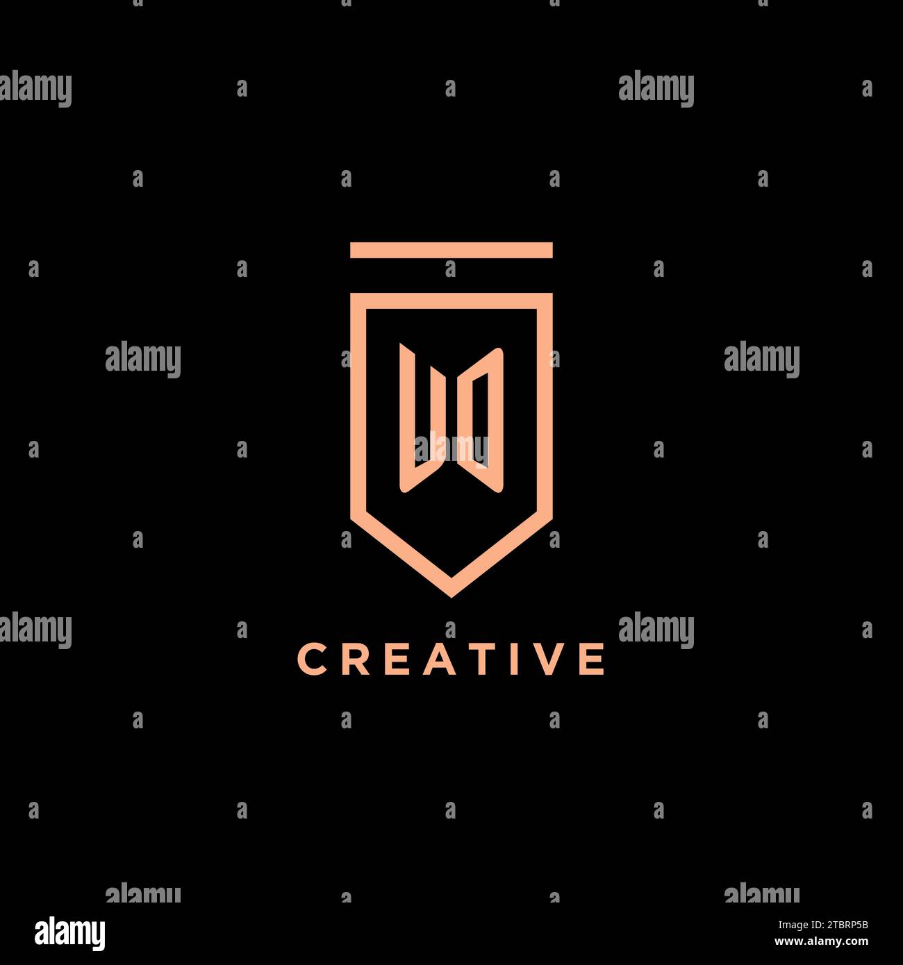 UD monogram initial with shield logo design icon vector graphic Stock Vector