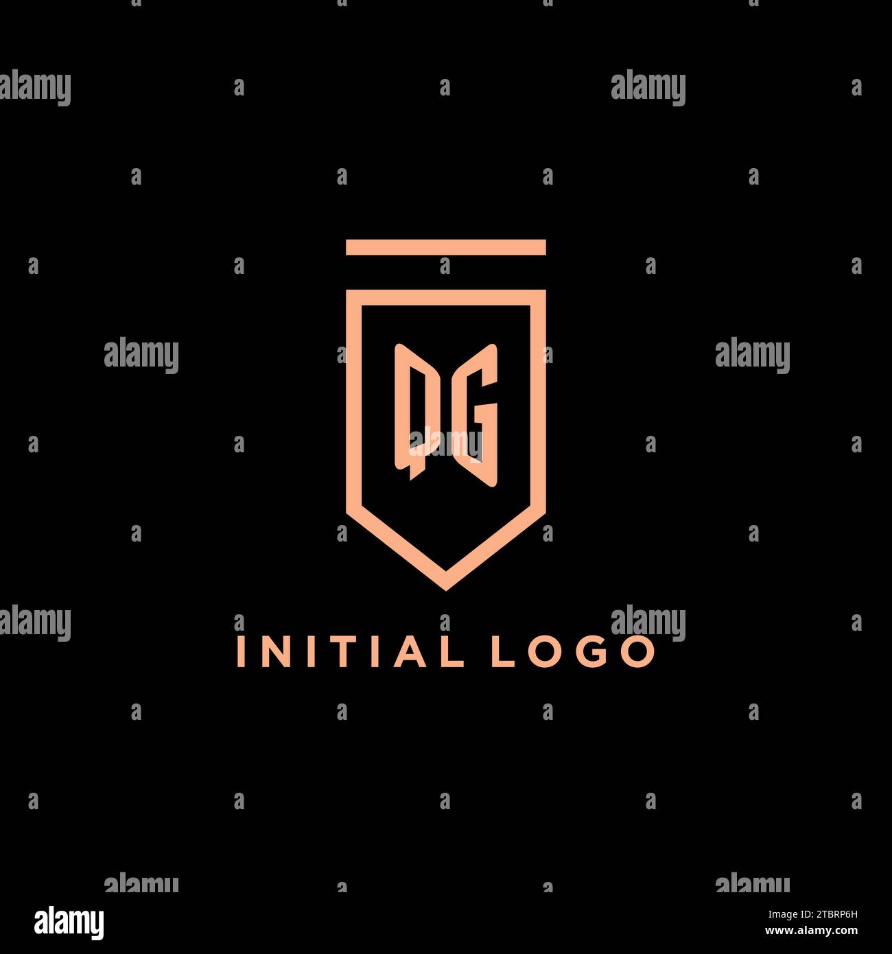 QG monogram initial with shield logo design icon vector graphic Stock Vector