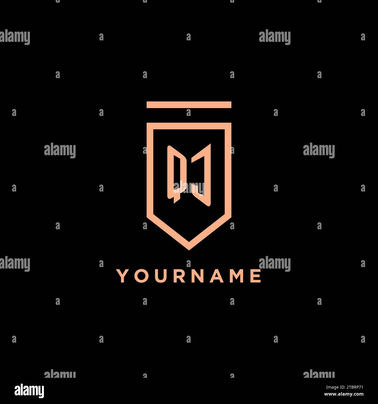 QJ monogram initial with shield logo design icon vector graphic Stock Vector