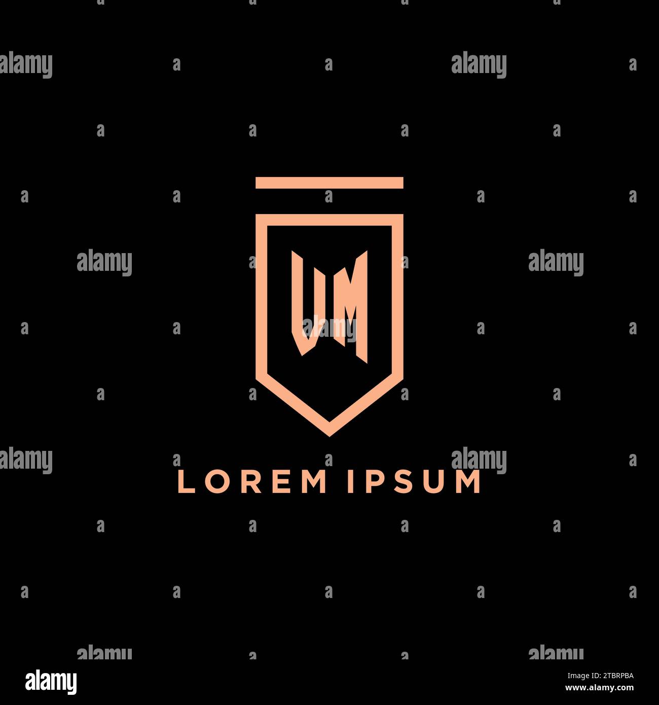 VM monogram initial with shield logo design icon vector graphic Stock Vector