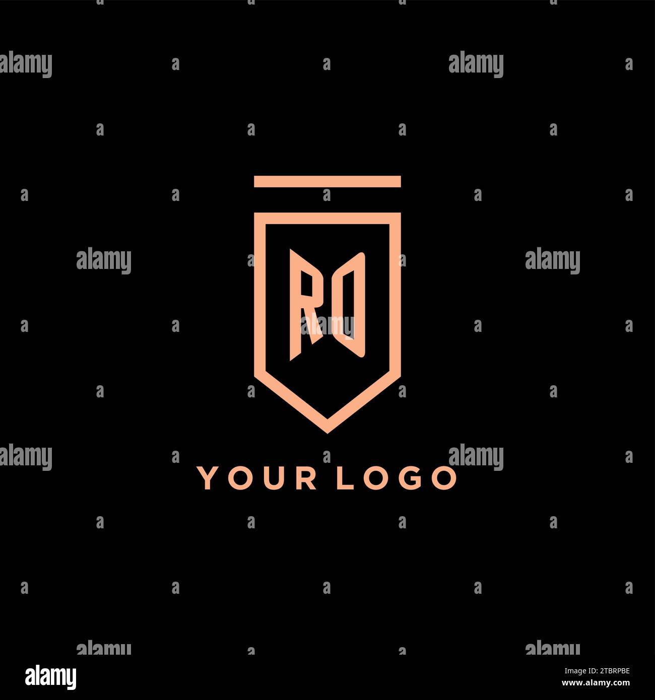 RO monogram initial with shield logo design icon vector graphic Stock Vector