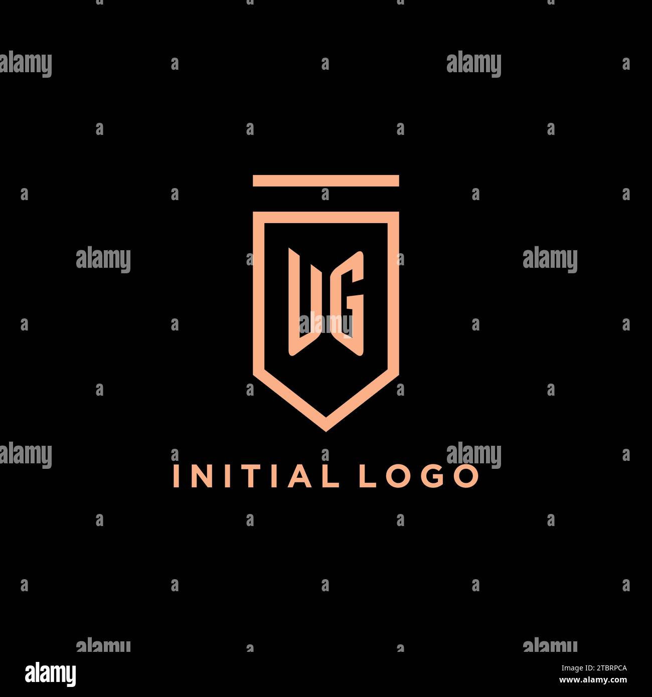 UG monogram initial with shield logo design icon vector graphic Stock Vector