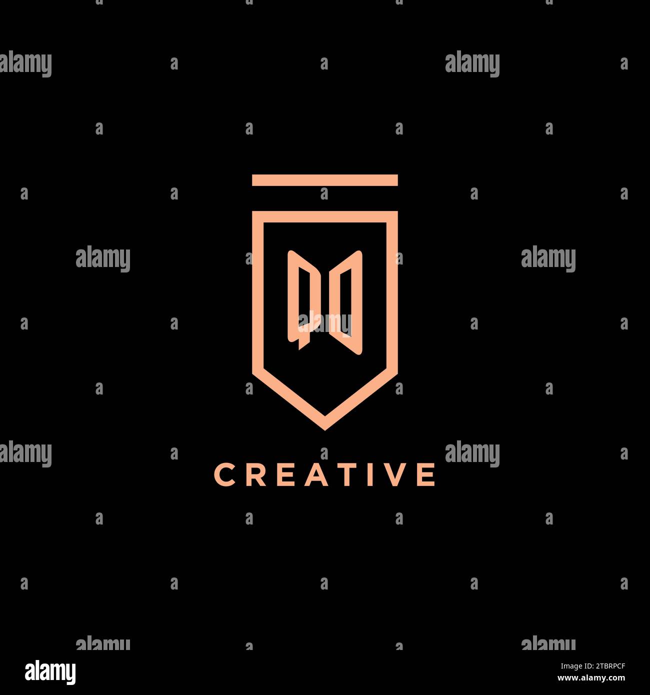 QD monogram initial with shield logo design icon vector graphic Stock Vector