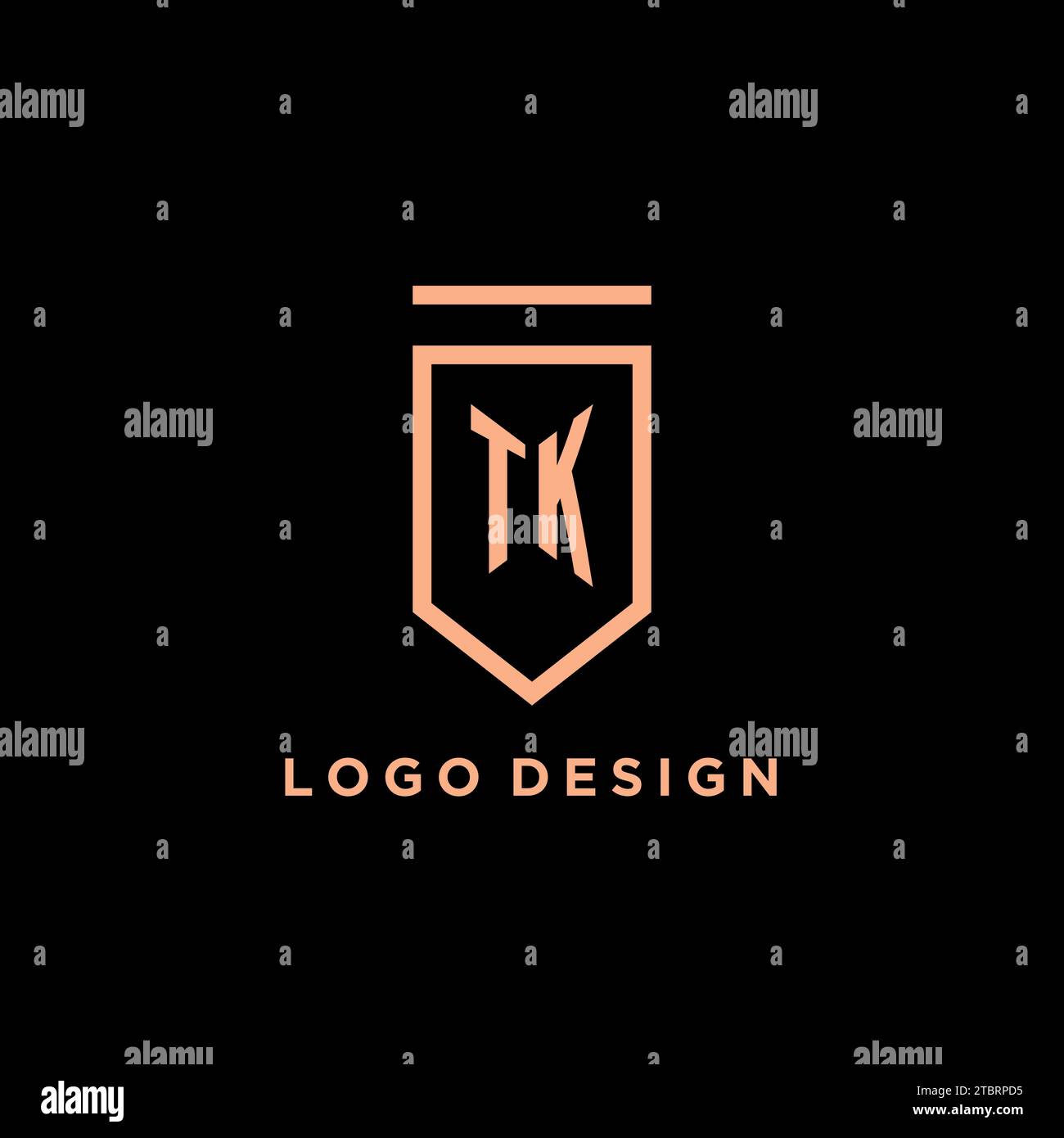 TK monogram initial with shield logo design icon vector graphic Stock Vector