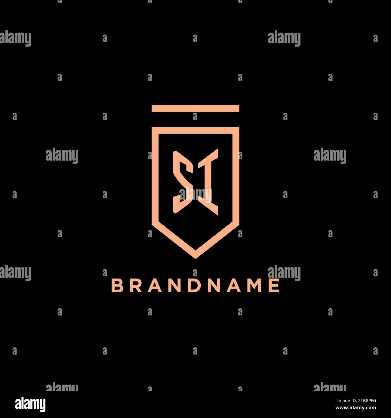 SI monogram initial with shield logo design icon vector graphic Stock Vector