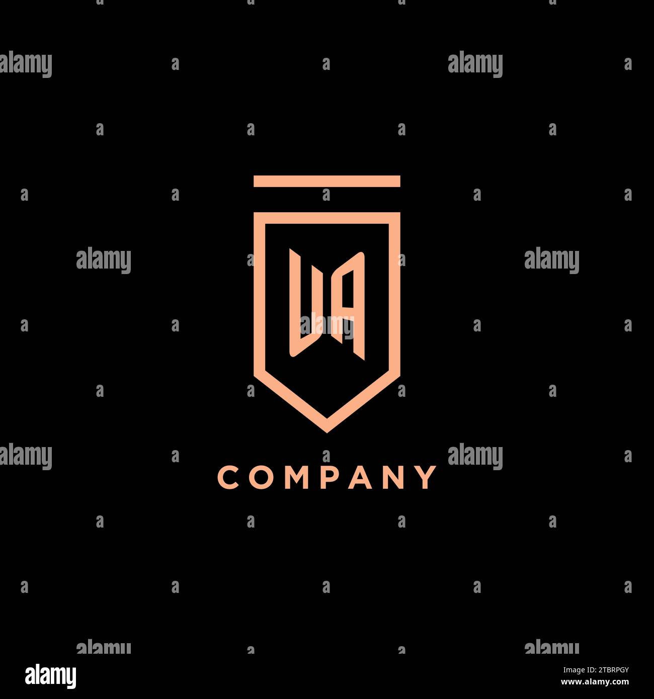 UA monogram initial with shield logo design icon vector graphic Stock Vector