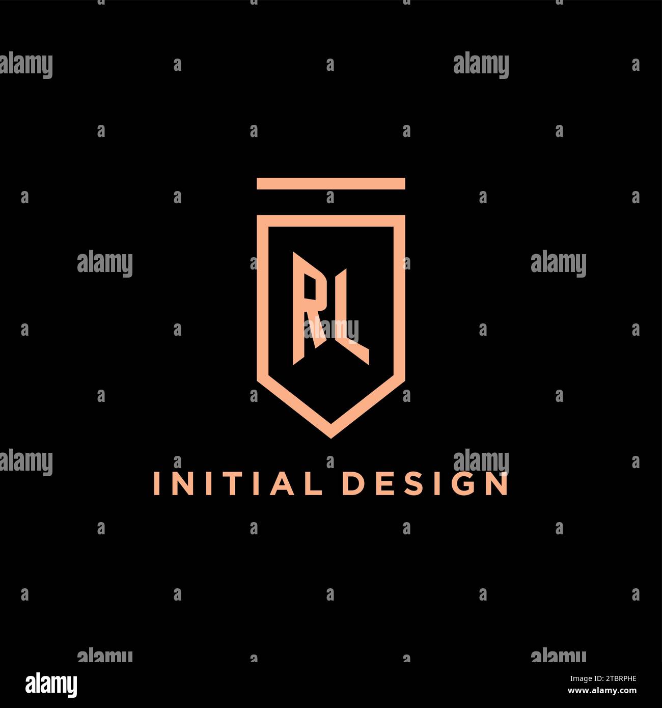 RL monogram initial with shield logo design icon vector graphic Stock Vector