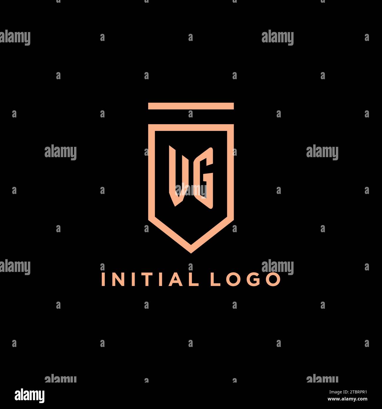 VG monogram initial with shield logo design icon vector graphic Stock Vector