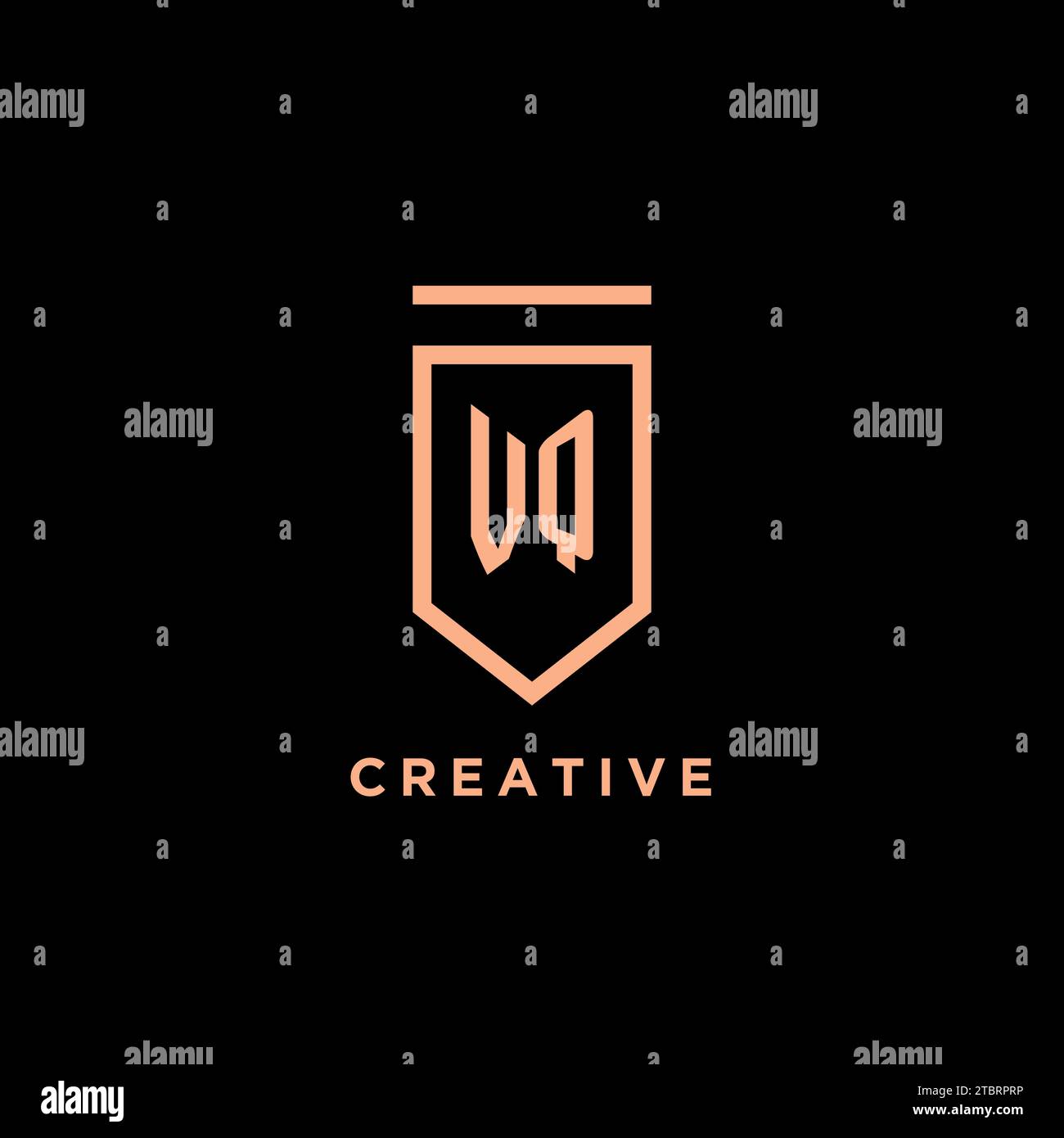 VQ monogram initial with shield logo design icon vector graphic Stock Vector