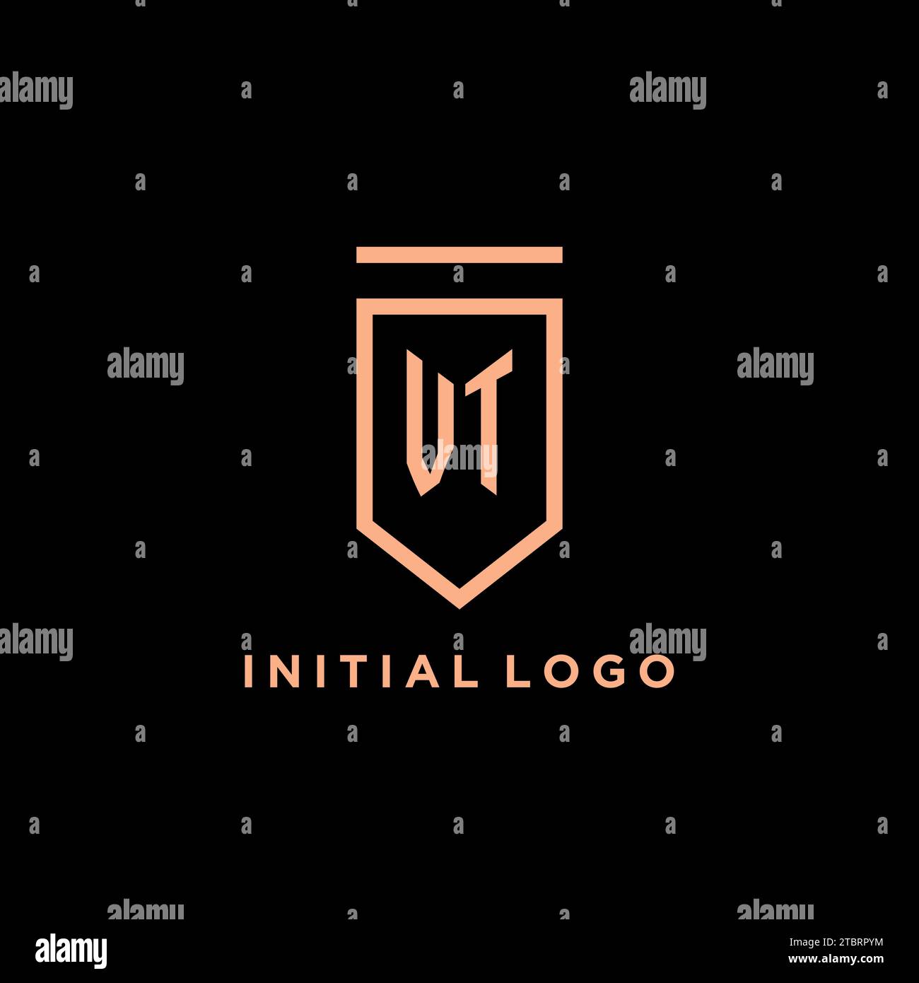 VT monogram initial with shield logo design icon vector graphic Stock Vector