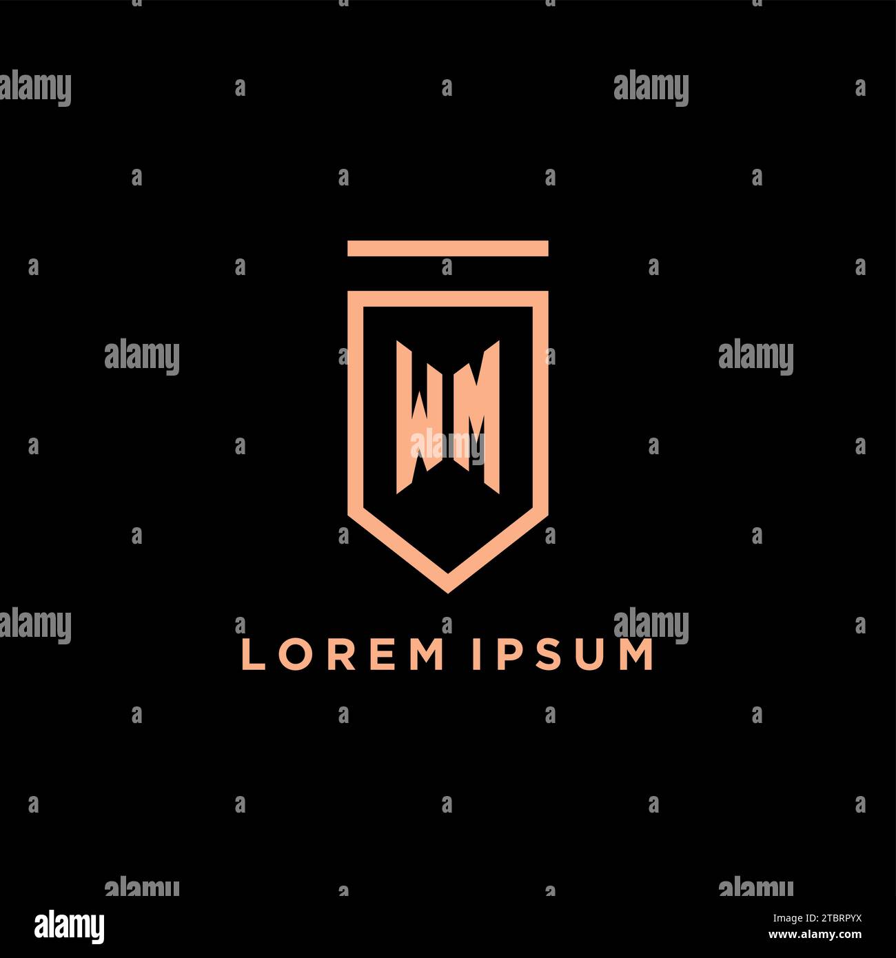 WM monogram initial with shield logo design icon vector graphic Stock ...
