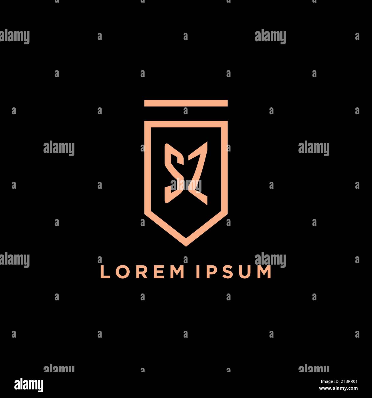 SZ monogram initial with shield logo design icon vector graphic Stock Vector
