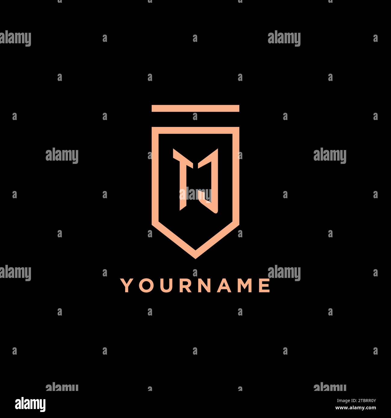 TJ monogram initial with shield logo design icon vector graphic Stock Vector